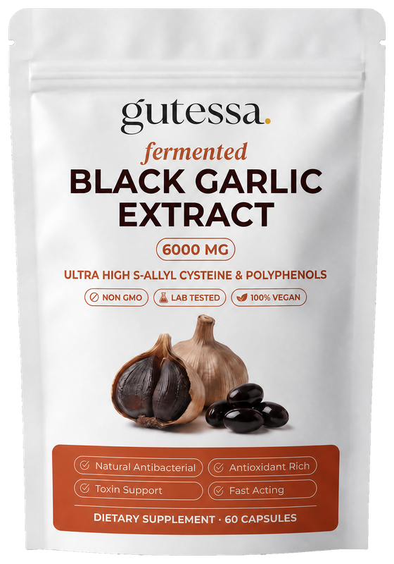 Gutessa fermented black garlic extract pouch, 6000 mg, 60 capsules