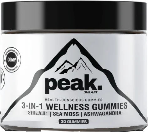 Jar of Peak 3-in-1 Wellness Gummies